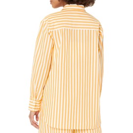 The Drop Women's Kendra Loose Fit Long Shirt, Mango Stripe, M