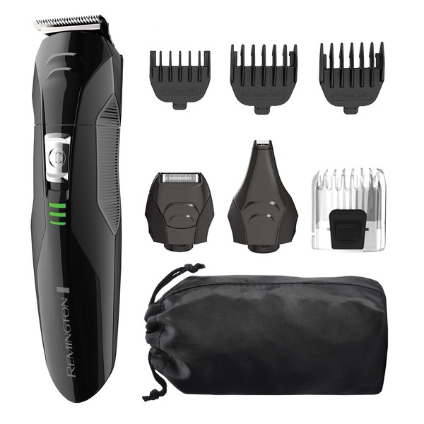 Remington All-in-One Grooming Kit, Lithium Powered, 8 Piece Set with Trimmer, Men's Shaver, Clippers, Beard and Stubble Combs, Black