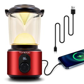 Yonktoo Campinglampe Aufladbar - USB-C LED Campinglampe Akku 5 Lichtmodi, LCD-Bildschirm & Aluminium-Gehäuse, 10400 mAh Wasserdichte Camping Lampen für Stromausfälle, Läuft bis zu 350 Stunden