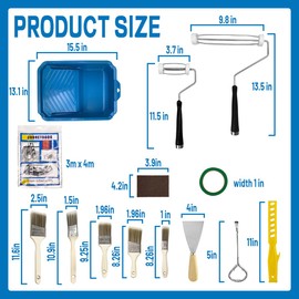 Jamceoceo 27 PCS Paint Roller Set Blue Paint Tray 9“ 4” Paint Roller Paint Tray Liner Wall Paint Brush Painting Supplies Microfiber Roller Ideal for Home Painting Renovation,refinishing and staining