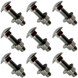 (10) 3/8-16 x 1.5”- 304 (18-8) Grade Stainless Steel Carriage Bolts Screws Dome Head Nuts & Washers Included for Trailer Deck Floors headboards-Rust Resistant by BRAUNY BOY- Qty (10)