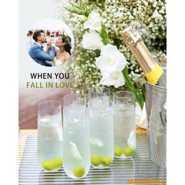 24 Pcak Champagne Flutes Plastic, 9 Oz Disposable Stemless Mimosa Clear Toasting Glasses, Clear Crystal Plastic Cocktail Cups for Party Wedding Birthday