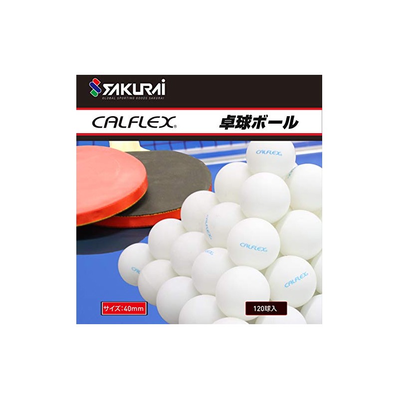 Sakurai CTB-120 WH Calflex Table Tennis Balls, Training Balls, 120