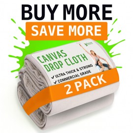 GREEN LIFESTYLE All Purpose Canvas Drop Cloths - Drop Cloth for Painting, Floor Cover, Heavy Duty Protection for Furniture & Surfaces, Reusable Painters Canvas Tarp for Renovation & Home (4x10)