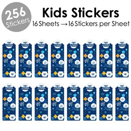 Big Dot of Happiness Hanukkah Menorah - Chanukah Holiday Party Favor Kids Stickers - 16 Sheets - 256 Stickers