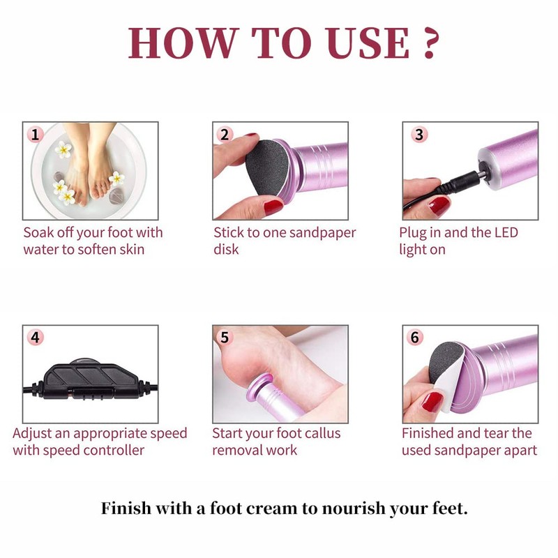 1200 RPM Electric Foot Sharpener Adjustable Speed Foot Polisher, Dead