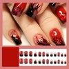24Pcs Sparkly Flame Press on Nails Short Square Fake Nails