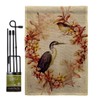 Birds Wreath Burlap Garden Flag Set with Stand Animals Bird