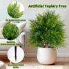 28" Artificial Cedar Topiary Ball Trees, 2 Pack Fake Plants