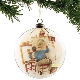Department 56 Norman Rockwell Saturday Evening Post Self Portait Hanging Ornament, 5 Inch, Multicolor