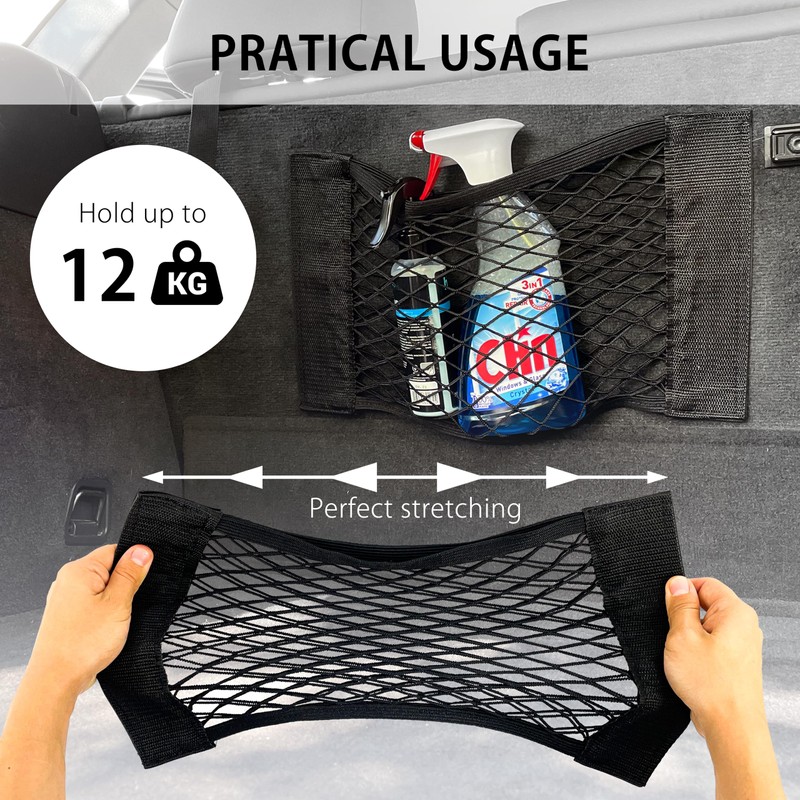 MyGadget 2 x Car Boot Mesh Bag Velcro [25 x