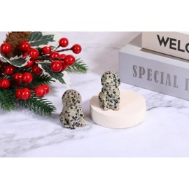 Jovivi Dalmation Spot Jasper Crystal Dog Ornament Figurine Gifts for Women,1.5" Cute Mini Healing Crystal Puppy Dog Gifts for Dog lovers Home Desk Ornaments