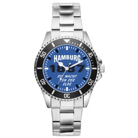 KIESENBERG Men's Watch Hamburg Gift Fan Item Accessories Fan Item Analogue Quartz Watch 6044, blue, Bracelet