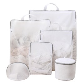Caroeas Laundry Net, Set of 6, 3D Wash Bag, Prevents Damage to Clothes, Prevents Deformation, Includes Handle, Net Bag, Laundry Bag, Fine Mesh, Storage Net, Large Capacity, For Home Use, Travel
