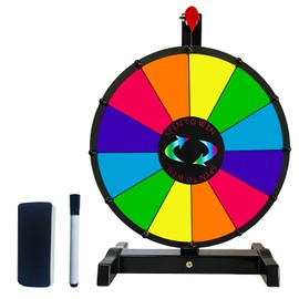Bejudud 12 Inch Spinning Prize Wheel, 12 Slots Roulette Wheel Tabletop Wheel of Fortune with Dry Erase Markers and Eraser for Carnival, Trade Show