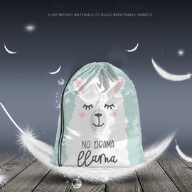 Beabes Cartoon Llama Alpaca Drawstring Bags Backpack Bag No drama llama inspirational quote Happy Animal Cute Pet Sport Gym Sack Drawstring Bag String Bag Yoga Bag for Men Women