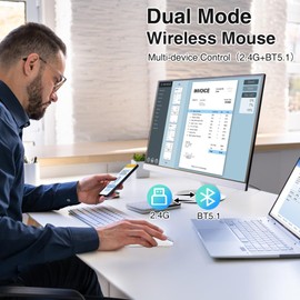 cimetech Led Wireless Mouse for Laptop, Rechargeable Bluetooth Mouse, Ambidextrous Portable Travel Computer Mouse for Student Business Office Library Home(Rosegold)