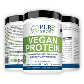 PURE® Sport Vegan Protein – 25g Plant-Based Protein for Muscle & Recovery (15 Servings, 33+g per) Chocolate