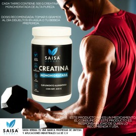 Creatina Monohidratada  100 Pura  Micronizada  500 g  Saisa Herbal  Suplemento Alimenticio Calidad Premium  Energa, Fuerza y Rendimiento Muscular     
