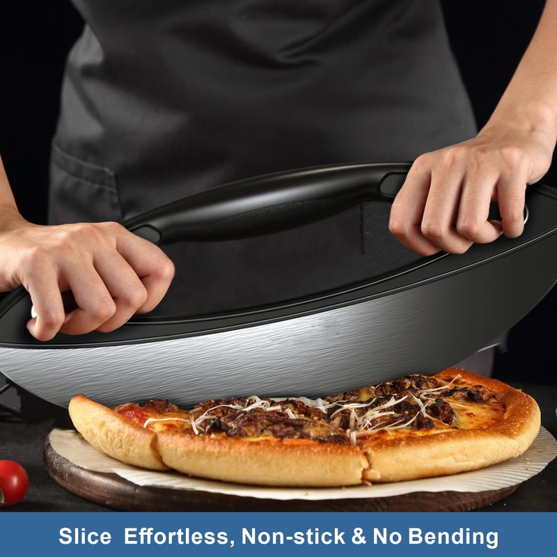 AILUROPODA 12-Inch Pizza Rocker Blade Cutter, Stainless Steel with Protective