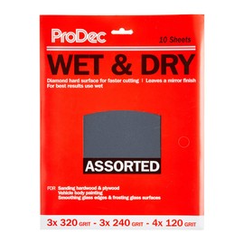 ProDec 10 pack Assorted Grades Wet & Dry Abrasive Sandpaper for Sanding Wood, Furniture, Metal, Plaster, Decorating, Automotive Sanding 11x9 inch (230x280mm) Sanding Sheets, Wet and Dry