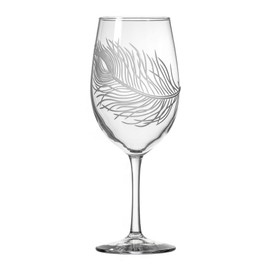 Rolf Glass Peacock All Purpose Wine Glass 18 Ounce | Set of 4 Large Wine Glasses | Lead-Free Glass | Engraved Large Wine Glasses | Proudly Made in the USA