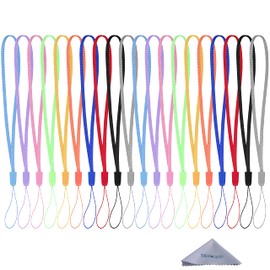 wisdompro 20 Pack Hand Wrist Strap Lanyard, 7 Inch Short Colourful Nylon Lanyard String for USB Flash Drive, Keys, Keychain, ID Badge Holder - 10 Assorted Colours