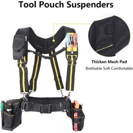 Tool Belt Suspenders,Heavy Duty Electrician Tool Belts,Multi-Pockets Electrician's Bag with Phone Pencil Slot, for Carpenter Electrician Work Suspension Rig, 38.10 * 11.6 * 11cm