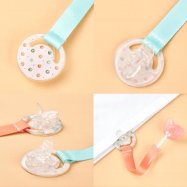 LANEYLI Pacifier Clip, Neutral Baby Paci Clip for Boys and Girls, DIY Pacifier Clip Supplies, Suitable for Attaching Teethers, Toys, Burp Cloths, Swaddles, Blankets (Hand Painted DOT1 & Line, clip)