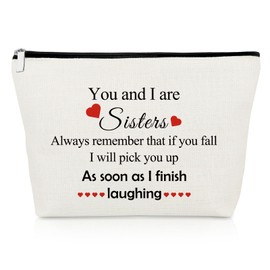 Sisters Gifts from Sister Cosmetic Bag Sister Funny Gifts Makeup Bag Sister Birthday Gift Friendship Gift for Friend Christmas Wedding Graduation Gifts for Bestie Sisters Travel Cosmetic Pouch