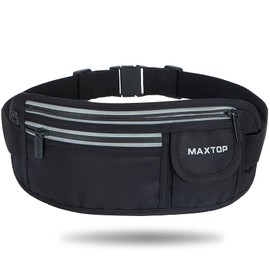 MAXTOP Running Pouch, Waist Pouch, Jogging Pouch, Thin, Lightweight, Breathable, Sweat Proof, Won't Sway, Smartphone Compatible, Waist Bag, Men's, Women's, Jogging, Walking, Marathons, Excursions