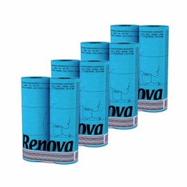 Renova Colored Toilet Paper Bulk Pack of 6 Compact Rolls- 140 Sheets - 3 Ply - Eco-label Certified - Septic System Safe - Sustainable & Soft (Blue, 4 Packs of 6 rolls)
