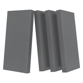 UMIACOUSTICS 4 PCS Acoustic Panels with Hanging Hardware, 2” Thick Fiberglass Sound Proof Panels for Studios, Office, Home Theater Ceiling or Wall- Light Grey