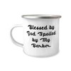 Funny Barber 12oz Camper Mug, Blessed by God Spoiled by