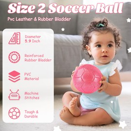 DLUGOPIS Sparkling Pink Toddler Soccer Ball - Mini, Age 3-8, Indoor/Outdoor, Small Size for Boys & Girls (Sparkling Pink, 1)