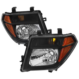 Spec-D Tuning Black Replacement Headlights Compatible with 2005-2008 Nissan Frontier, 2005-2007 Nissan Pathfinder Left + Right Head Lamp Assembly