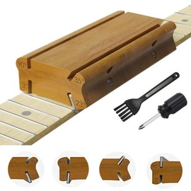 ALLWILLWELL Professional 4-in-1 Guitar Fret File Kit - 3/23/35/90° Fret Dressing Files + Double-Sided High Carbon Steel Files for Crowning, Shaping & Deburring - Works on All Frets