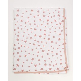 Ti TIN Soft, absorbent baby blanket, 80 x 75 cm, crawling blanket made of 100% cotton with double-layered fabric, baby blanket for car, cradle, pram, baby seat, etc., star motif, pink