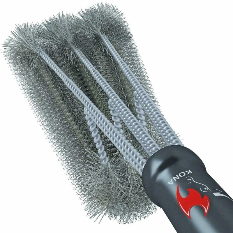 Kona Stainless Steel 360° Grill Brush - Black, Safe to