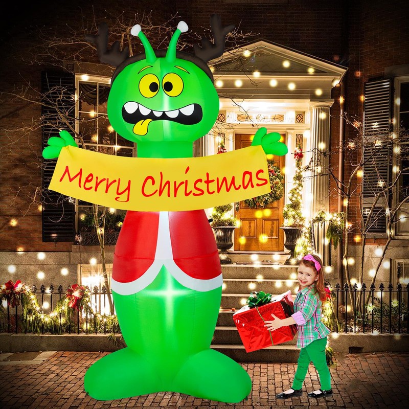 BRDJade 8FT Christmas Inflatable Outdoor Decoration, Inflatable Alien Christmas Blow