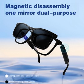 Intelligent Audio Sunglasses for Men Women with Microphone Speaker Sunglasses Clip for Glasses Polarised Glasses with Headphones Wireless Bluetooth Smart Sun Glasses Speaker