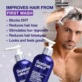 2 x Hair Growth Shampoo For Men - With Conditioner for Thinning Hair - Natural DHT Blockers To Reduce Hair Loss - AnaGain™ - Biotin and Keratin for Growth and Thickening - Made in USA by Guyology Labs