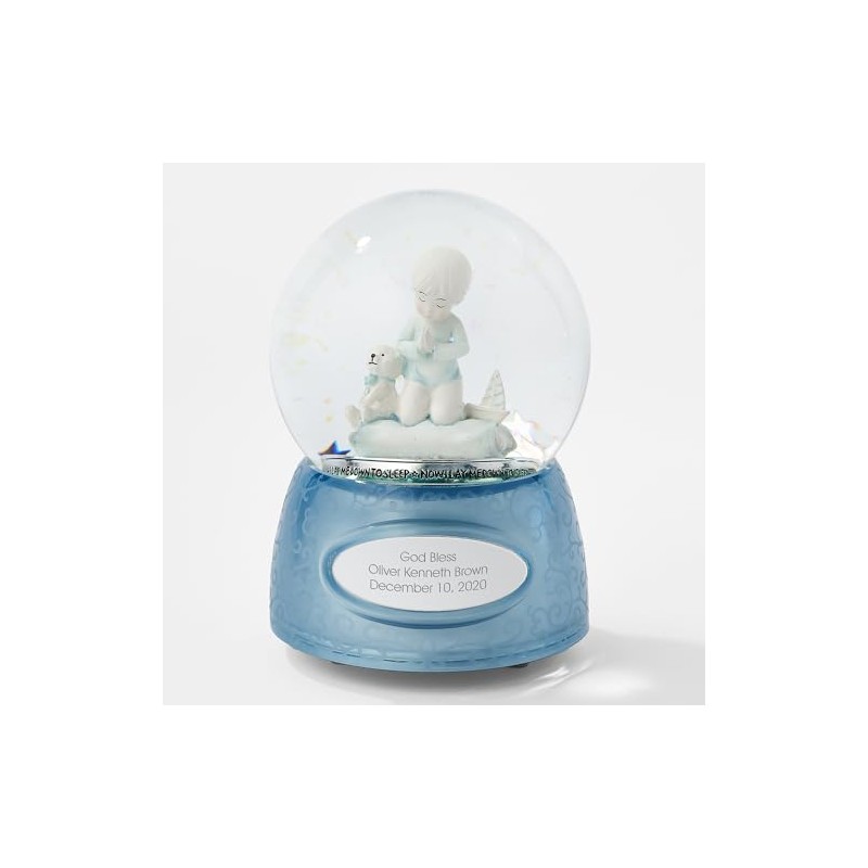 Things REMEMEBERED Engraved Praying Boy Musical Snow Globe (Free Customization),