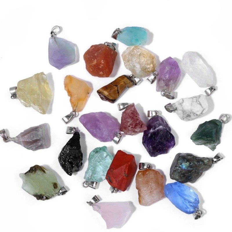 2TTFishoo 10pcs Irregular Raw Natural Blue Crystal Rock Stone Pendant
