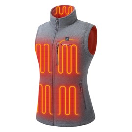 Venustas Women's Heated Fleece Vest with 6 Heating Zones, Ladies' Lightweight Recycled Fleece Electric Vest with Battery