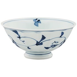 Hasamiyaki Lightweight Rice Bowl (Large), Arabesque Pattern, Blue 32001