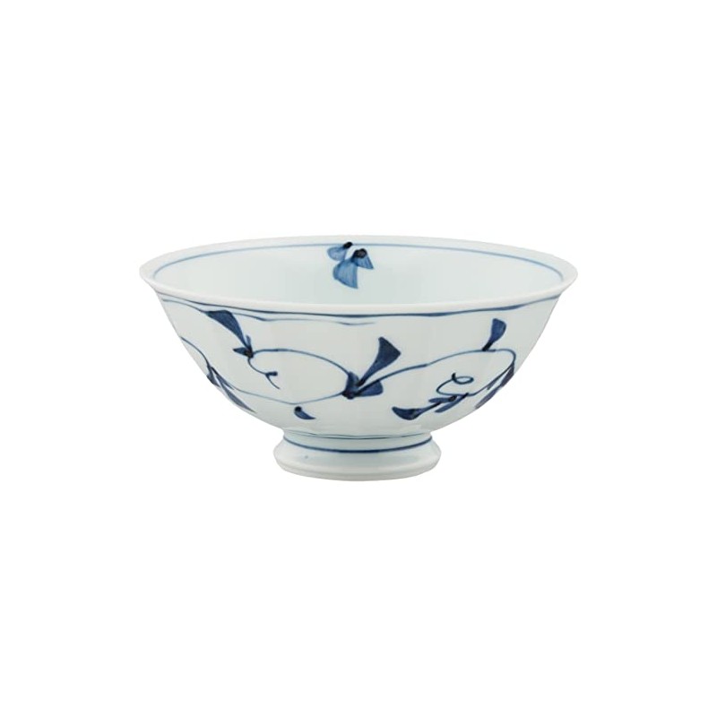 Hasamiyaki Lightweight Rice Bowl (Large), Arabesque Pattern, Blue 32001