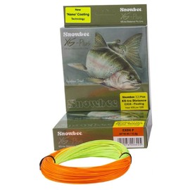 Snowbee XS-Plus XS-tra Distance Floating Fly Fishing Line - 120' Length, Short Head, Effortless Casting, Hi-Viz Chartreuse/Orange - EXD6F