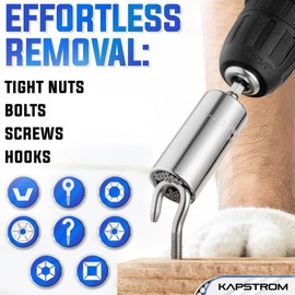 Fathers Day Gift - Gifts for Men - KapStrom Universal Socket Tool w/Drill Adapter - Multifunctional Socket Set for ½” - ¾” Size Nuts & Screws - Heavy-Duty w/ 54-Pin Spring Loaded Mechanism