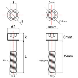 Wanyifa Titanium Ti M6x35mm Bolts Allen Head for Bicycle Headset Screws Pack of 5 (Colorful)